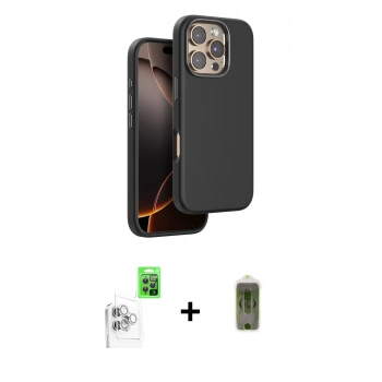 MARSİLYAN™- iPhone 16 Pro Kılıf Kutup Modern - Siyah Joko Magic 5D Hayalet Cam + Raze Metal Kamera Lens - BZ
