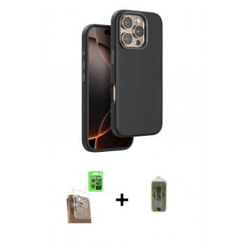 MARSİLYAN™- iPhone 16 Pro Kılıf Kutup Modern - Siyah Joko Magic 5D Hayalet Cam + Raze Metal Kamera Lens - CLTM