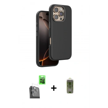 MARSİLYAN™- iPhone 16 Pro Kılıf Kutup Modern - Siyah Joko Magic 5D Hayalet Cam + Raze Metal Kamera Lens - SH