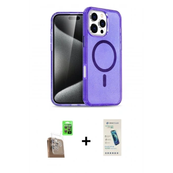 MARSİLYAN™- iPhone 16 Pro Kılıf Nova Asil Prime - Şeffaf Pasifik Cam Ekran Koruyucu + Raze Metal Kamera Lens - CLTM