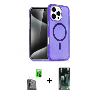 MARSİLYAN™- iPhone 16 Pro Kılıf Nova Asil Prime - Siyah 360 Mat Full Body Arka Koruyucu + Raze Metal Kamera Lens - SH