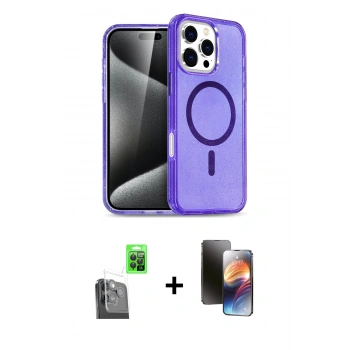 MARSİLYAN™- iPhone 16 Pro Kılıf Nova Asil Prime - Siyah 3D Antistatik Mat Seramik Nano Ekran Koruyucu + Raze Metal Kamera Lens - SH