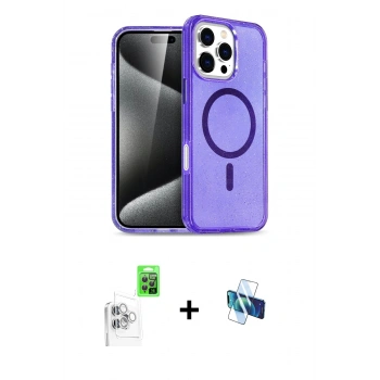 MARSİLYAN™- iPhone 16 Pro Kılıf Nova Asil Prime - Siyah 3D Antistatik Seramik Nano Ekran Koruyucu + Raze Metal Kamera Lens - BZ