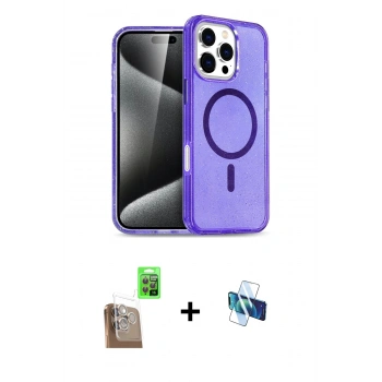 MARSİLYAN™- iPhone 16 Pro Kılıf Nova Asil Prime - Siyah 3D Antistatik Seramik Nano Ekran Koruyucu + Raze Metal Kamera Lens - CLTM