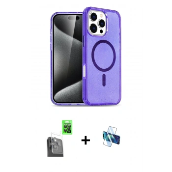 MARSİLYAN™- iPhone 16 Pro Kılıf Nova Asil Prime - Siyah 3D Antistatik Seramik Nano Ekran Koruyucu + Raze Metal Kamera Lens - SH