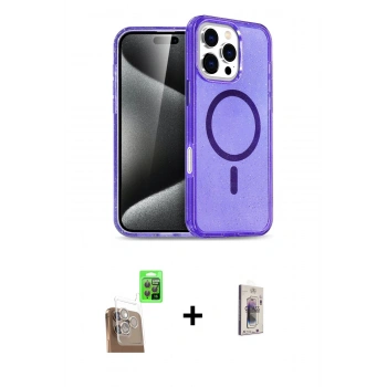 MARSİLYAN™- iPhone 16 Pro Kılıf Nova Asil Prime - Siyah Bilvis 3D Cam Ekran Koruyucu + Raze Metal Kamera Lens - CLTM