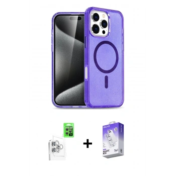 MARSİLYAN™- iPhone 16 Pro Kılıf Nova Asil Prime - Siyah Bilvis 5in1 3D Magic Cam Ekran Koruyucu + Raze Metal Kamera Lens - BZ