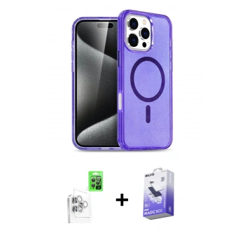MARSİLYAN™- iPhone 16 Pro Kılıf Nova Asil Prime - Siyah Bilvis 5in1 5D Magic Hayalet Cam Ekran Koruyucu + Raze Metal Kamera Lens - BZ