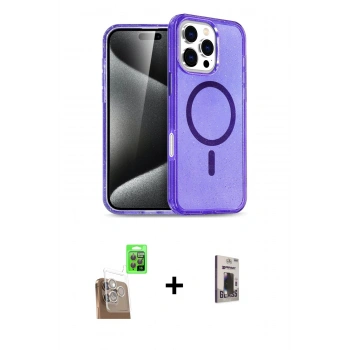 MARSİLYAN™- iPhone 16 Pro Kılıf Nova Asil Prime - Siyah Bilvis Hayalet Cam Ekran Koruyucu + Raze Metal Kamera Lens - CLTM