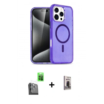 MARSİLYAN™- iPhone 16 Pro Kılıf Nova Asil Prime - Siyah Bilvis Hayalet Cam Ekran Koruyucu + Raze Metal Kamera Lens - SH