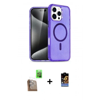 MARSİLYAN™- iPhone 16 Pro Kılıf Nova Asil Prime - Siyah Buffer Hayalet Cam Ekran Koruyucu + Raze Metal Kamera Lens - CLTM