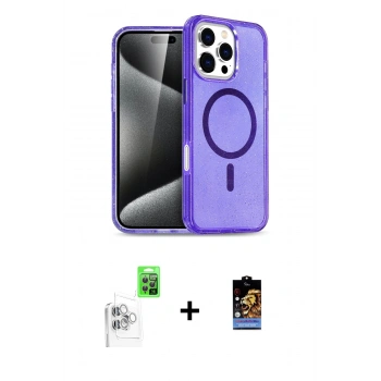 MARSİLYAN™- iPhone 16 Pro Kılıf Nova Asil Prime - Siyah Buffer Hayalet Cam Ekran Koruyucu + Raze Metal Kamera Lens - BZ