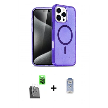MARSİLYAN™- iPhone 16 Pro Kılıf Nova Asil Prime - Siyah Joko Magic 5D Cam + Raze Metal Kamera Lens - SH