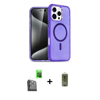 MARSİLYAN™- iPhone 16 Pro Kılıf Nova Asil Prime - Siyah Joko Magic 5D Hayalet Cam + Raze Metal Kamera Lens - SH