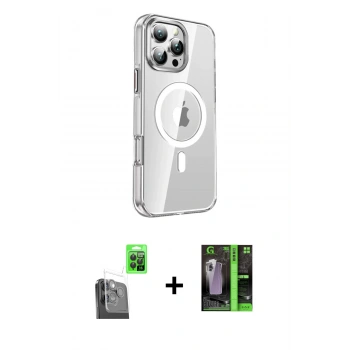 MARSİLYAN™- iPhone 16 Pro Kılıf Nova Doku - Şeffaf 360 Full Body Arka Koruyucu + Raze Metal Kamera Lens - SH