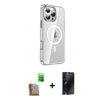 MARSİLYAN™- iPhone 16 Pro Kılıf Nova Doku - Siyah 3D Antistatik Hayalet Cam Ekran Koruyucu + Raze Metal Kamera Lens - CLTM
