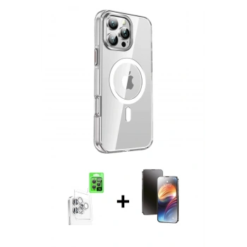 MARSİLYAN™- iPhone 16 Pro Kılıf Nova Doku - Siyah 3D Antistatik Mat Seramik Nano Ekran Koruyucu + Raze Metal Kamera Lens - BZ