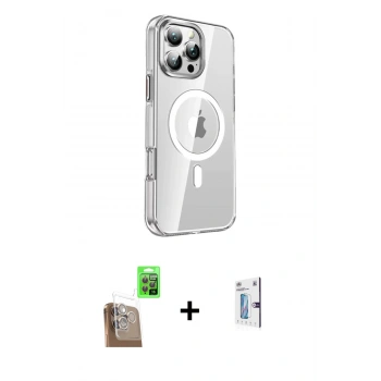 MARSİLYAN™- iPhone 16 Pro Kılıf Nova Doku - Siyah Bilvis 0.18mm Plus Cam Ekran Koruyucu + Raze Metal Kamera Lens - CLTM