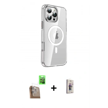MARSİLYAN™- iPhone 16 Pro Kılıf Nova Doku - Siyah Bilvis 3D Cam Ekran Koruyucu + Raze Metal Kamera Lens - CLTM