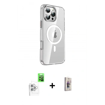 MARSİLYAN™- iPhone 16 Pro Kılıf Nova Doku - Siyah Bilvis 3D Cam Ekran Koruyucu + Raze Metal Kamera Lens - BZ