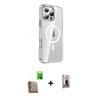 MARSİLYAN™- iPhone 16 Pro Kılıf Nova Doku - Siyah Bilvis Hayalet Cam Ekran Koruyucu + Raze Metal Kamera Lens - CLTM