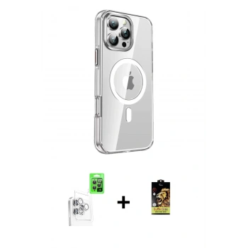 MARSİLYAN™- iPhone 16 Pro Kılıf Nova Doku - Siyah Buffer Cam Ekran Koruyucu + Raze Metal Kamera Lens - BZ