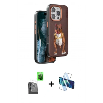 MARSİLYAN™- iPhone 16 Pro Kılıf Nova Form Koleksiyonu - Siyah 3D Antistatik Cam Ekran Koruyucu + Raze Metal Kamera Lens - SH