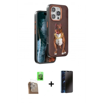 MARSİLYAN™- iPhone 16 Pro Kılıf Nova Form Koleksiyonu - Siyah 3D Antistatik Hayalet Cam Ekran Koruyucu + Raze Metal Kamera Lens - CLTM