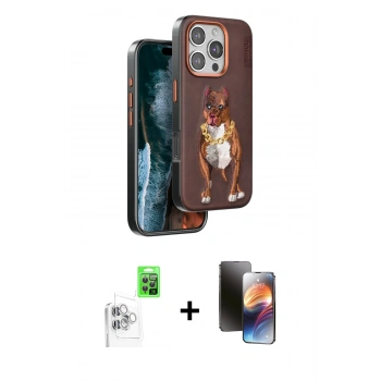 MARSİLYAN™- iPhone 16 Pro Kılıf Nova Form Koleksiyonu - Siyah 3D Antistatik Mat Seramik Nano Ekran Koruyucu + Raze Metal Kamera Lens - BZ