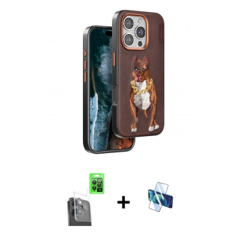 MARSİLYAN™- iPhone 16 Pro Kılıf Nova Form Koleksiyonu - Siyah 3D Antistatik Seramik Nano Ekran Koruyucu + Raze Metal Kamera Lens - SH