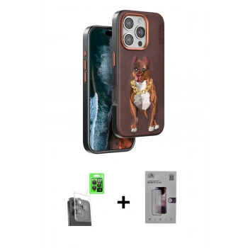MARSİLYAN™- iPhone 16 Pro Kılıf Nova Form Koleksiyonu - Siyah Bilvis 3D Mat Cam Ekran Koruyucu + Raze Metal Kamera Lens - SH