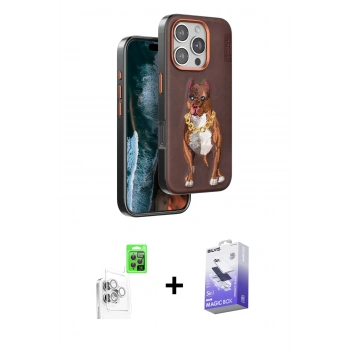 MARSİLYAN™- iPhone 16 Pro Kılıf Nova Form Koleksiyonu - Siyah Bilvis 5in1 5D Magic Hayalet Cam Ekran Koruyucu + Raze Metal Kamera Lens - BZ