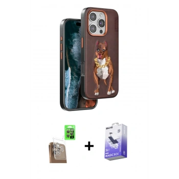 MARSİLYAN™- iPhone 16 Pro Kılıf Nova Form Koleksiyonu - Siyah Bilvis 5in1 5D Magic Hayalet Cam Ekran Koruyucu + Raze Metal Kamera Lens - CLTM