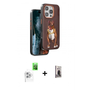 MARSİLYAN™- iPhone 16 Pro Kılıf Nova Form Koleksiyonu - Siyah Bilvis Hayalet Cam Ekran Koruyucu + Raze Metal Kamera Lens - BZ