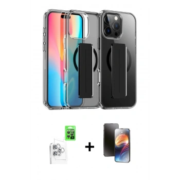 MARSİLYAN™- iPhone 16 Pro Kılıf Nova Işık Koleksiyonu - Siyah 3D Antistatik Mat Seramik Nano Ekran Koruyucu + Raze Metal Kamera Lens - BZ