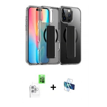 MARSİLYAN™- iPhone 16 Pro Kılıf Nova Işık Koleksiyonu - Siyah 3D Antistatik Seramik Nano Ekran Koruyucu + Raze Metal Kamera Lens - BZ