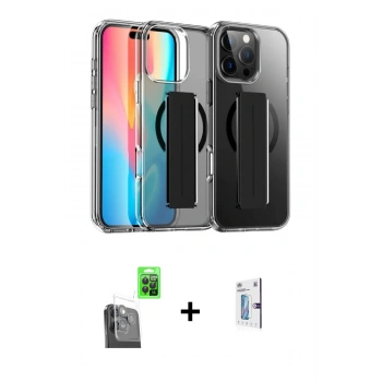 MARSİLYAN™- iPhone 16 Pro Kılıf Nova Işık Koleksiyonu - Siyah Bilvis 0.18mm Plus Cam Ekran Koruyucu + Raze Metal Kamera Lens - SH
