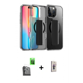 MARSİLYAN™- iPhone 16 Pro Kılıf Nova Işık Koleksiyonu - Siyah Bilvis 3D Cam Ekran Koruyucu + Raze Metal Kamera Lens - SH