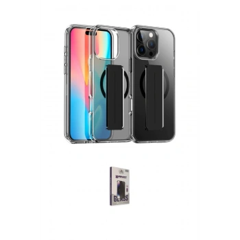 MARSİLYAN™- iPhone 16 Pro Kılıf Nova Işık Koleksiyonu - Siyah Bilvis Hayalet Cam Ekran Koruyucu