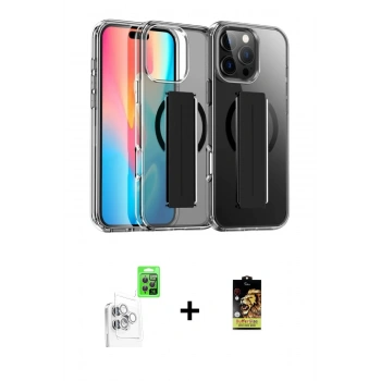 MARSİLYAN™- iPhone 16 Pro Kılıf Nova Işık Koleksiyonu - Siyah Buffer Cam Ekran Koruyucu + Raze Metal Kamera Lens - BZ