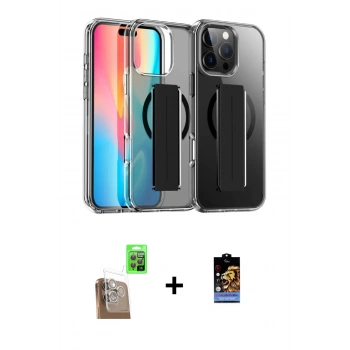 MARSİLYAN™- iPhone 16 Pro Kılıf Nova Işık Koleksiyonu - Siyah Buffer Hayalet Cam Ekran Koruyucu + Raze Metal Kamera Lens - CLTM