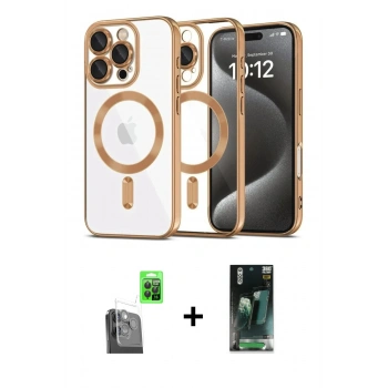 MARSİLYAN™- iPhone 16 Pro Kılıf Nova Işık Özel Seri - Siyah 360 Mat Full Body Arka Koruyucu + Raze Metal Kamera Lens - SH