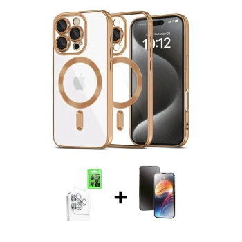 MARSİLYAN™- iPhone 16 Pro Kılıf Nova Işık Özel Seri - Siyah 3D Antistatik Mat Seramik Nano Ekran Koruyucu + Raze Metal Kamera Lens - BZ