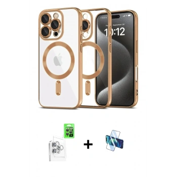 MARSİLYAN™- iPhone 16 Pro Kılıf Nova Işık Özel Seri - Siyah 3D Antistatik Seramik Nano Ekran Koruyucu + Raze Metal Kamera Lens - BZ