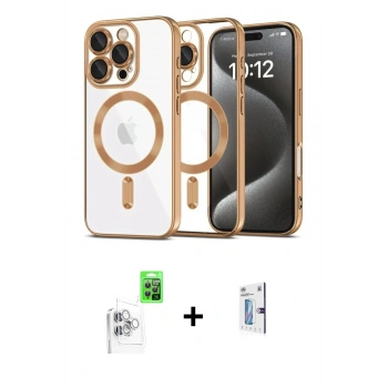 MARSİLYAN™- iPhone 16 Pro Kılıf Nova Işık Özel Seri - Siyah Bilvis 0.18mm Plus Cam Ekran Koruyucu + Raze Metal Kamera Lens - BZ