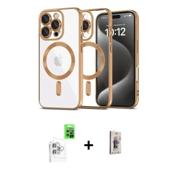 MARSİLYAN™- iPhone 16 Pro Kılıf Nova Işık Özel Seri - Siyah Bilvis 3D Cam Ekran Koruyucu + Raze Metal Kamera Lens - BZ