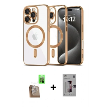 MARSİLYAN™- iPhone 16 Pro Kılıf Nova Işık Özel Seri - Siyah Bilvis 3D Mat Cam Ekran Koruyucu + Raze Metal Kamera Lens - CLTM