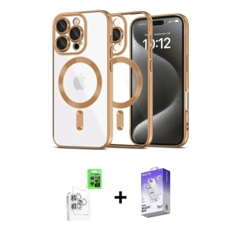 MARSİLYAN™- iPhone 16 Pro Kılıf Nova Işık Özel Seri - Siyah Bilvis 5in1 3D Magic Cam Ekran Koruyucu + Raze Metal Kamera Lens - BZ