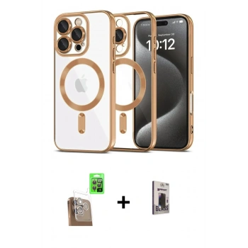MARSİLYAN™- iPhone 16 Pro Kılıf Nova Işık Özel Seri - Siyah Bilvis Hayalet Cam Ekran Koruyucu + Raze Metal Kamera Lens - CLTM