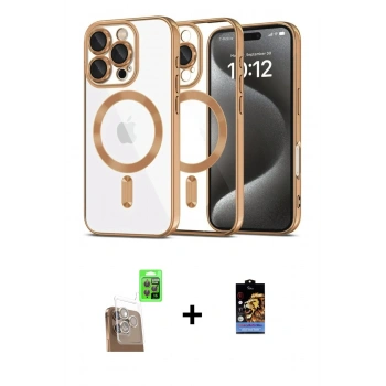 MARSİLYAN™- iPhone 16 Pro Kılıf Nova Işık Özel Seri - Siyah Buffer Hayalet Cam Ekran Koruyucu + Raze Metal Kamera Lens - CLTM